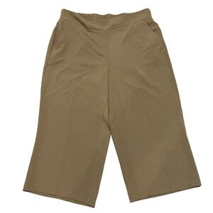 Nine West Womens XL Wide Leg‎ Crop Pull On Elastic Waist Casual Pants Tan